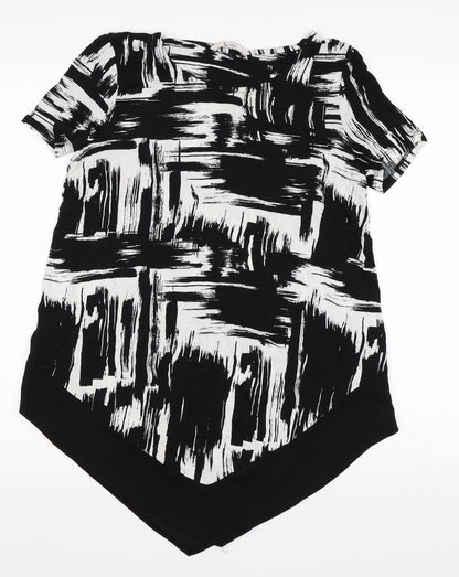 TU Womens Black Striped  Basic T-Shirt Size 8