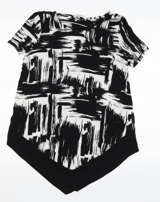 TU Womens Black Striped  Basic T-Shirt Size 8