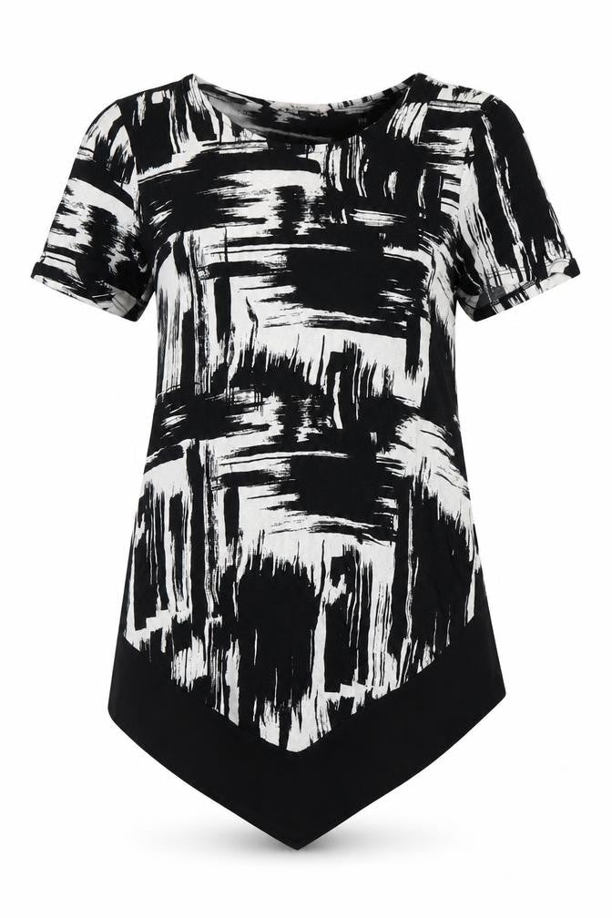 Tu Womens Black Striped  Basic T-Shirt Size 8