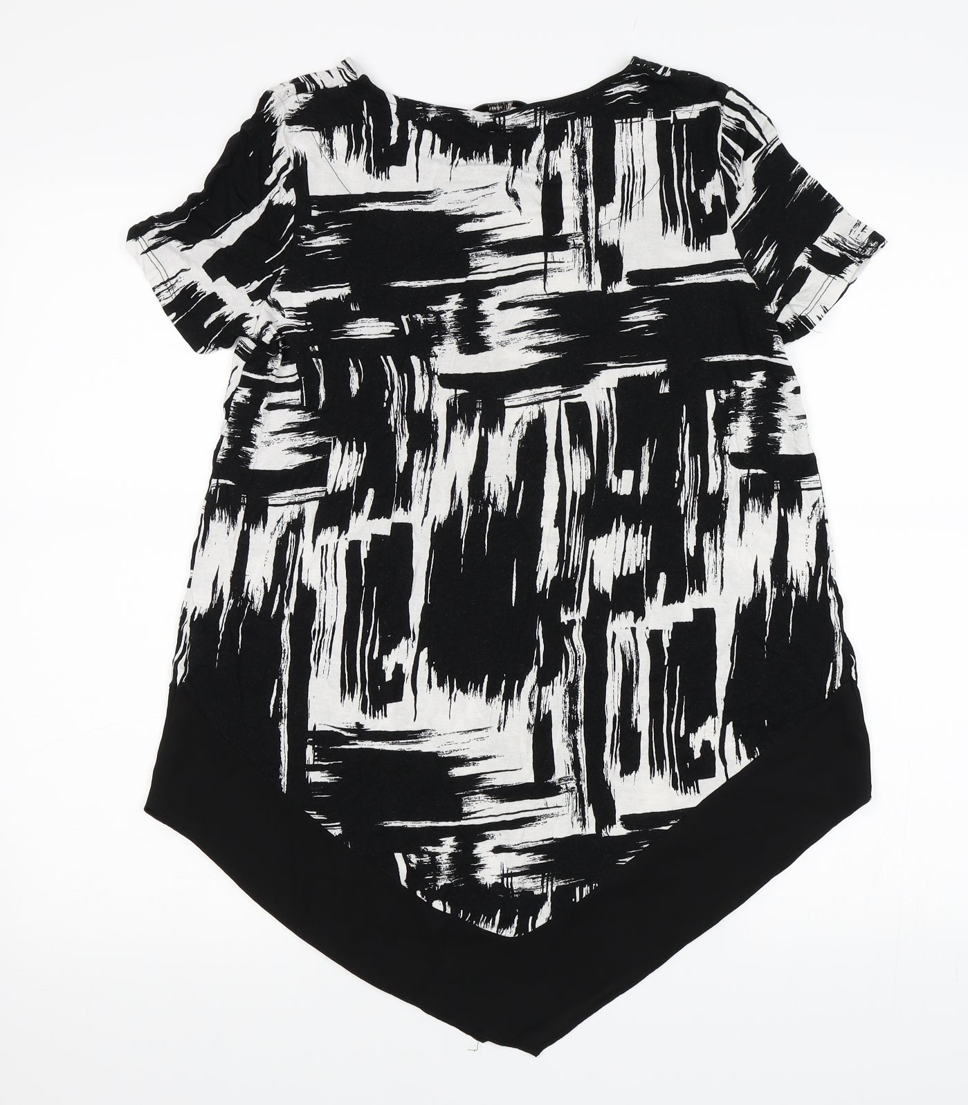 TU Womens Black Striped  Basic T-Shirt Size 8