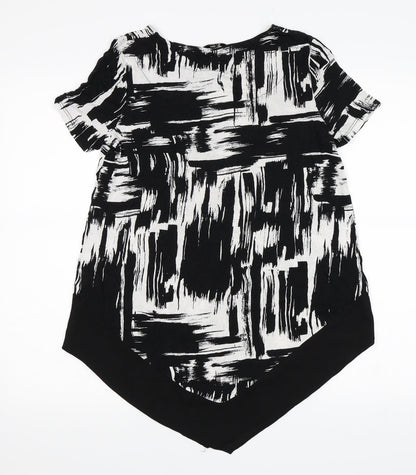 TU Womens Black Striped  Basic T-Shirt Size 8