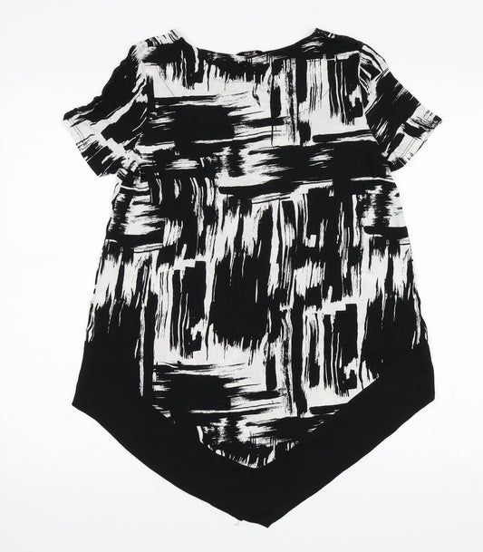 TU Womens Black Striped  Basic T-Shirt Size 8