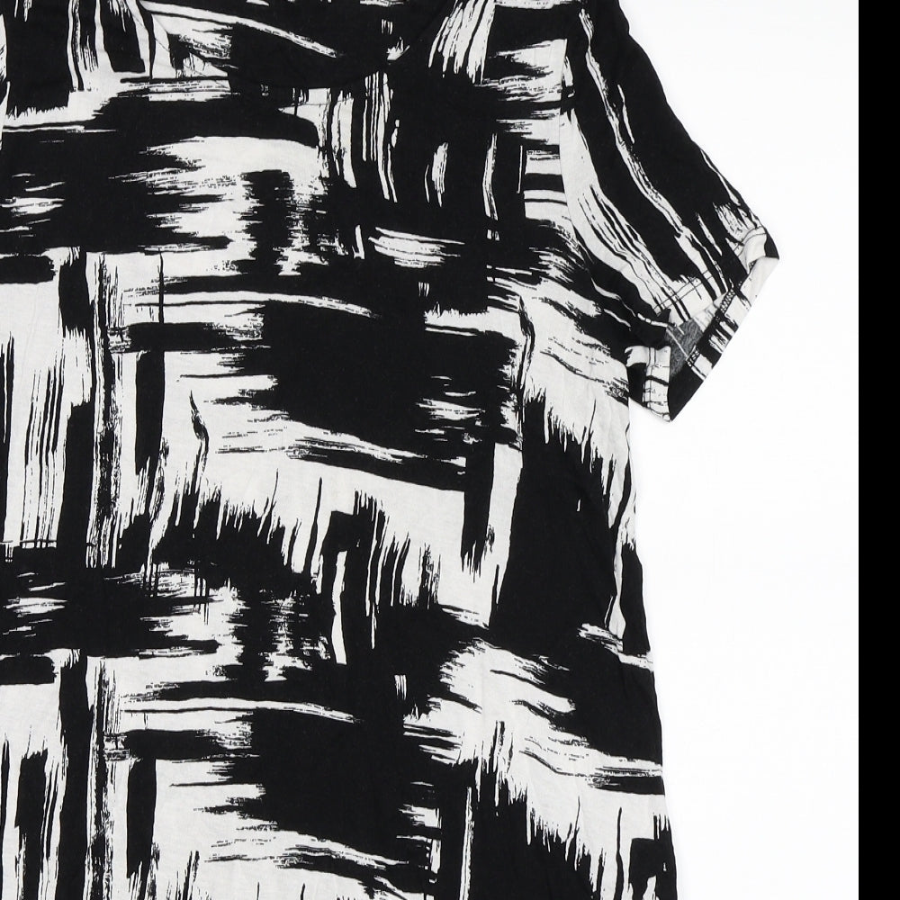 TU Womens Black Striped  Basic T-Shirt Size 8