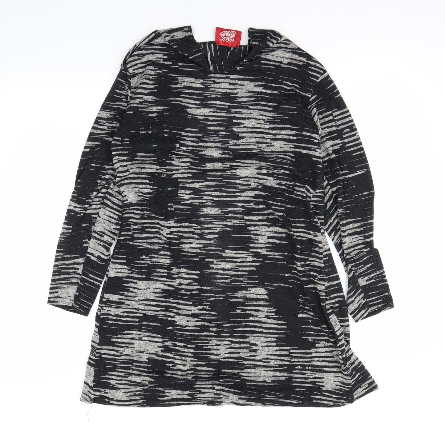 Miss Sassy Womens Black Animal Print  Cardigan Jumper Size M