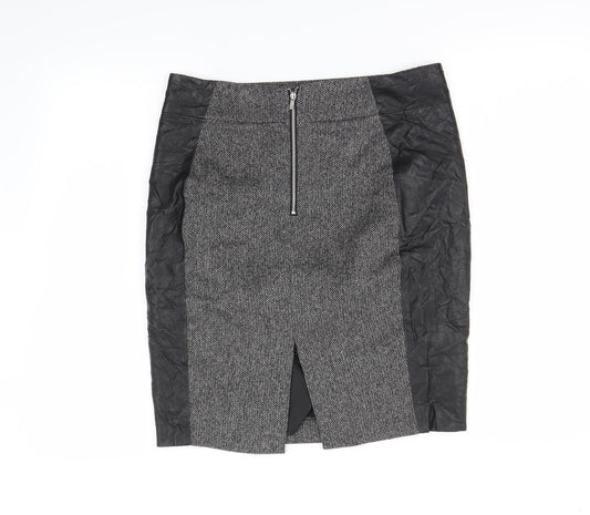 H&M Womens Black Herringbone  Straight & Pencil Skirt Size 10