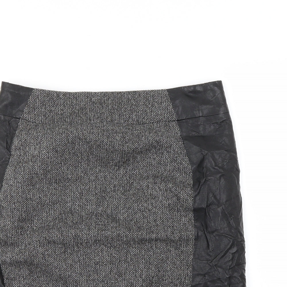 H&M Womens Black Herringbone  Straight & Pencil Skirt Size 10