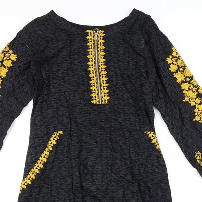 havats Womens Black Floral  Trapeze & Swing  Size S