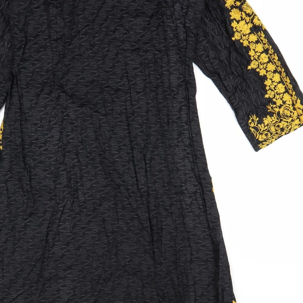 havats Womens Black Floral  Trapeze & Swing  Size S