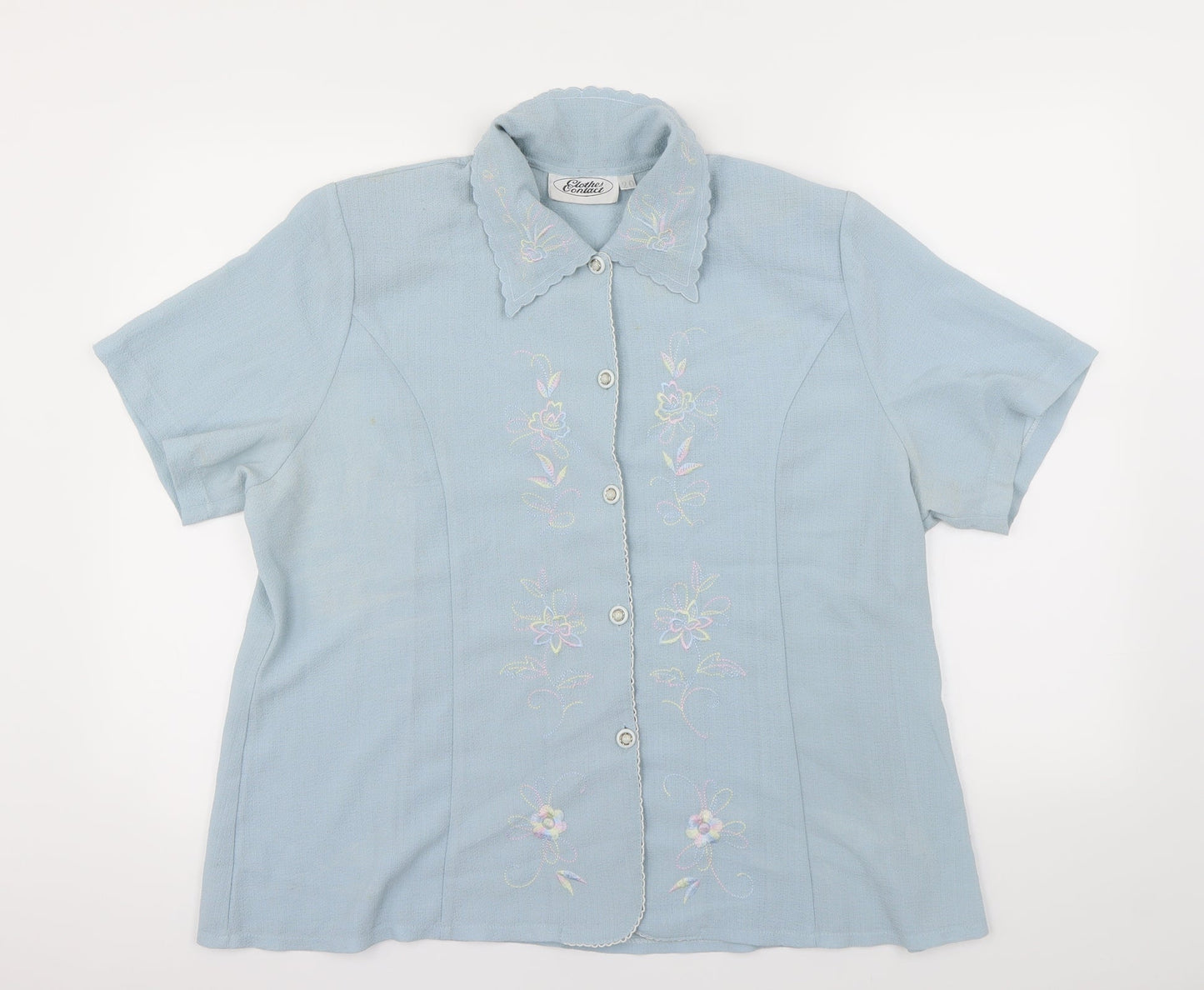 Womens UK Size 20 Clothes Contact Blue Basic Button-Up