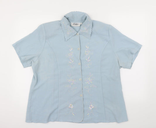 Womens UK Size 20 Clothes Contact Blue Basic Button-Up