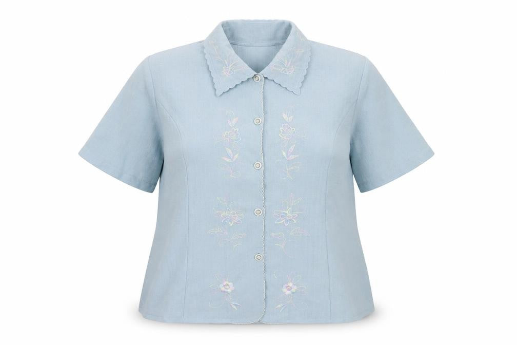 Womens UK Size 20 Clothes Contact Blue Basic Button-Up