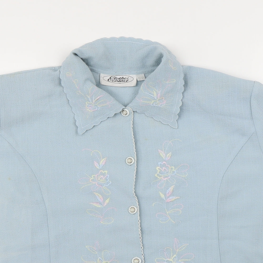 Womens UK Size 20 Clothes Contact Blue Basic Button-Up