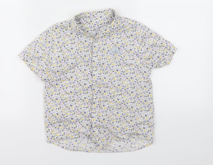 Preworn Boys White Floral  Basic Button-Up Size 3-4 Years