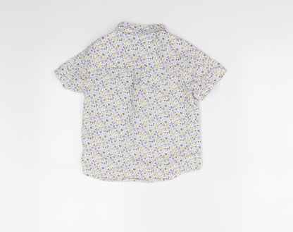 Preworn Boys White Floral  Basic Button-Up Size 3-4 Years