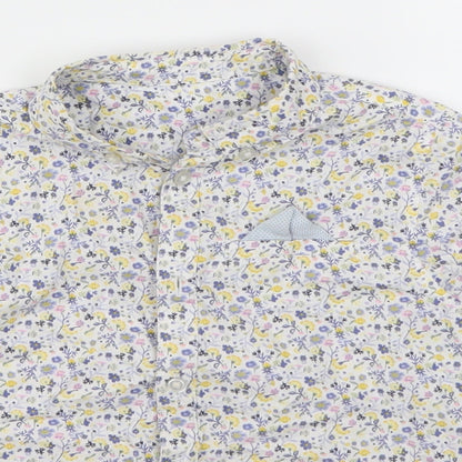 Preworn Boys White Floral  Basic Button-Up Size 3-4 Years