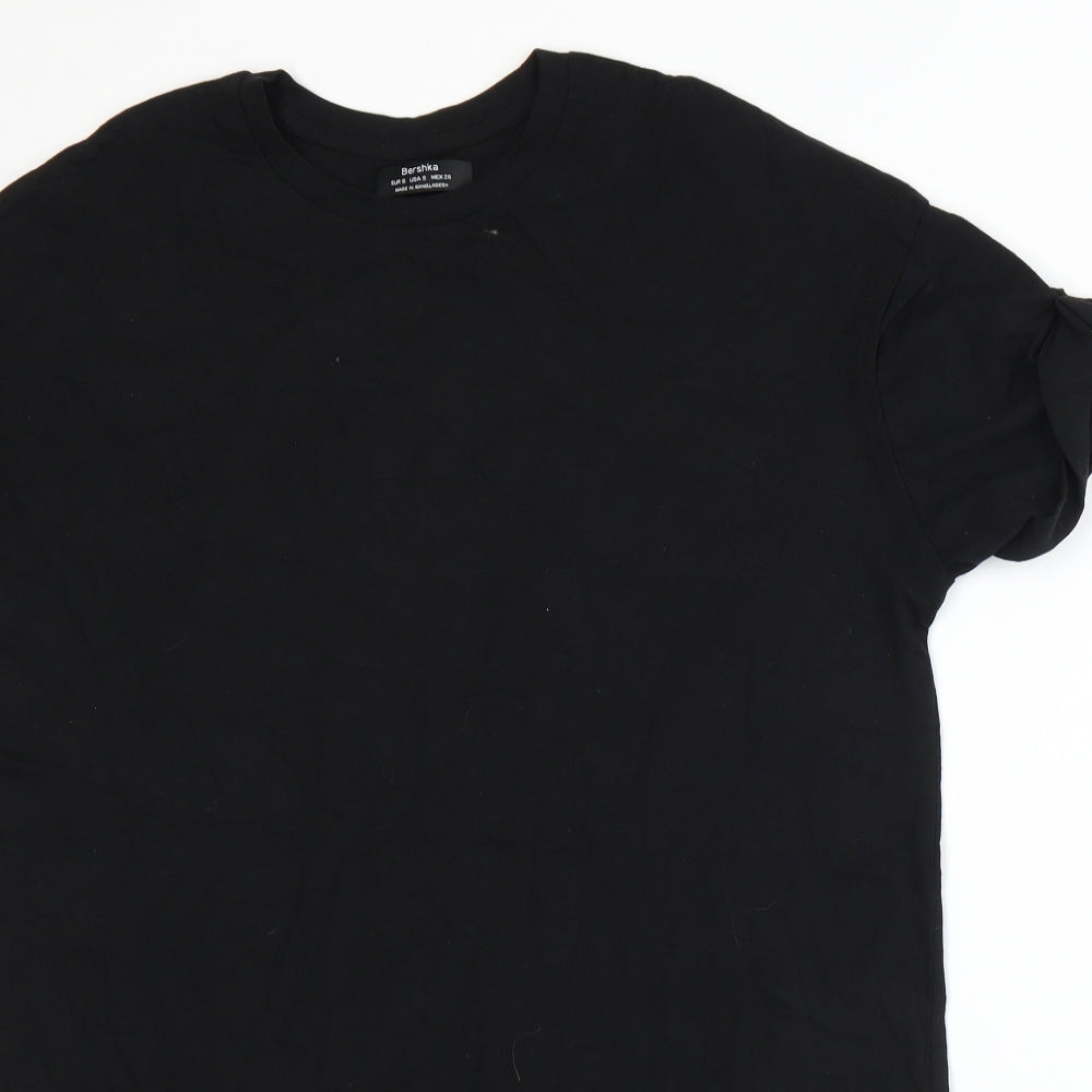 Womens UK Size S Bershka Black Basic T-Shirt