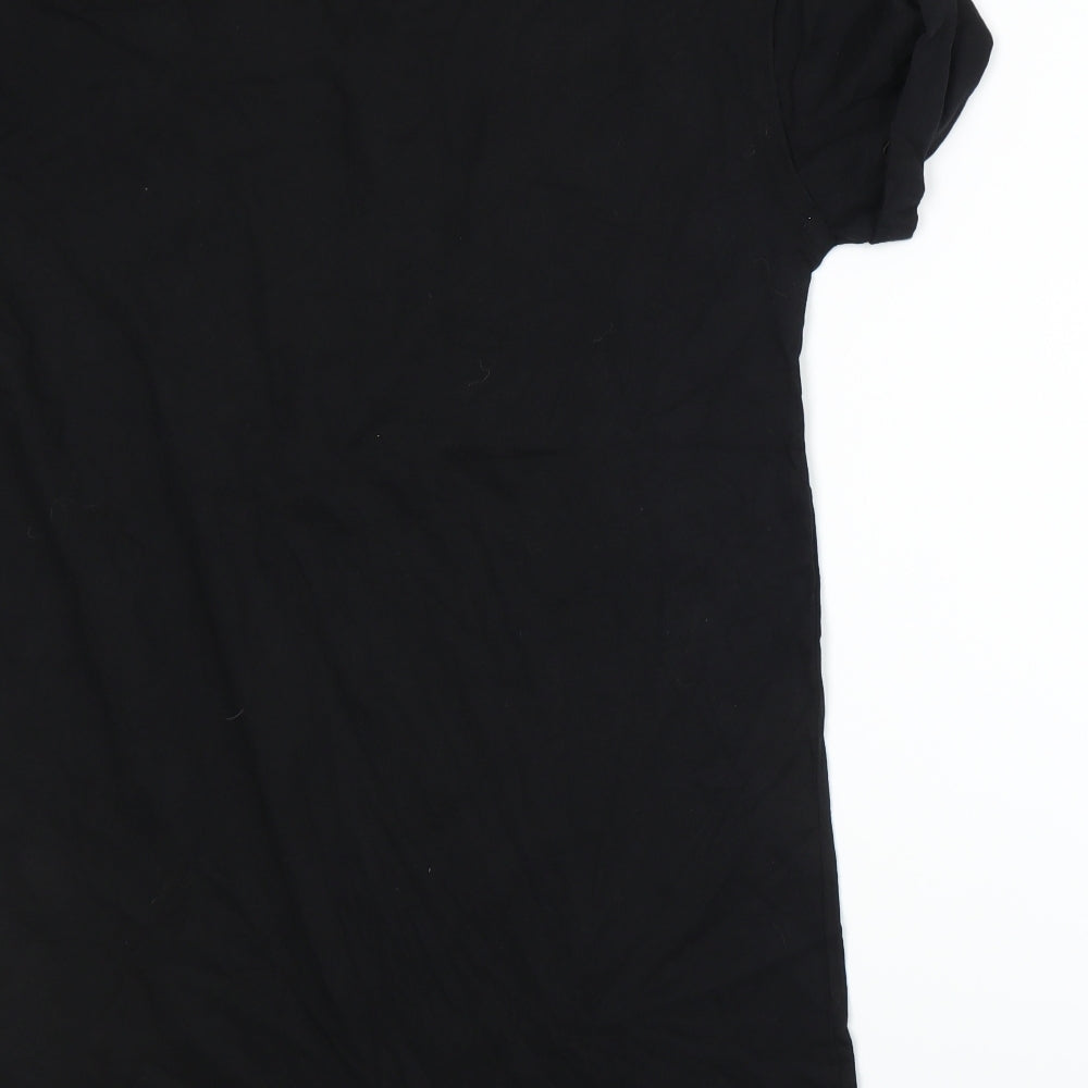 Womens UK Size S Bershka Black Basic T-Shirt