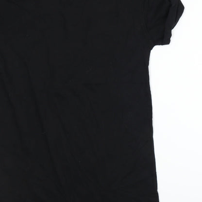 Womens UK Size S Bershka Black Basic T-Shirt
