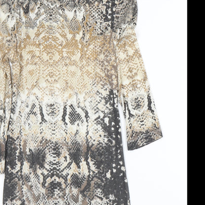 Crafted Womens Beige Animal Print  Bodycon  Size 10
