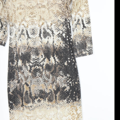 Crafted Womens Beige Animal Print  Bodycon  Size 10
