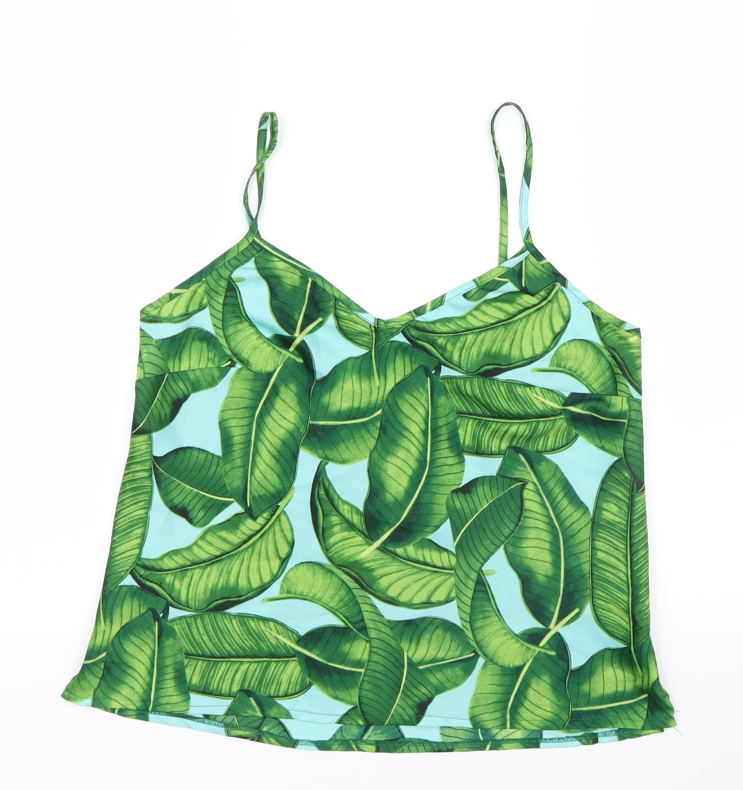 Matalan Womens Green Geometric Satin Cami Pyjama Top Size 10