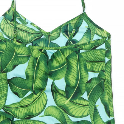 Matalan Womens Green Geometric Satin Cami Pyjama Top Size 10