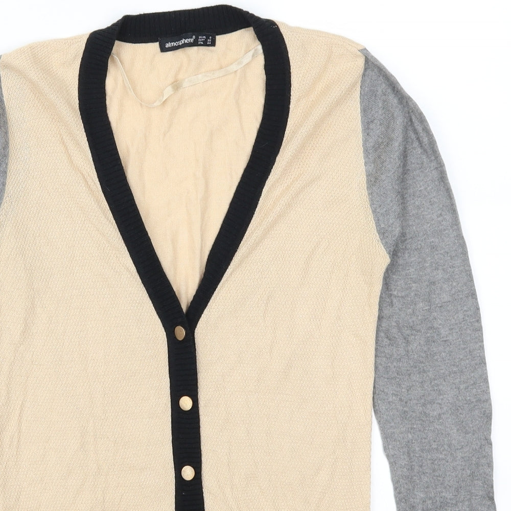 Atmosphere Womens Beige   Cardigan Jumper Size 8  - Colour Block