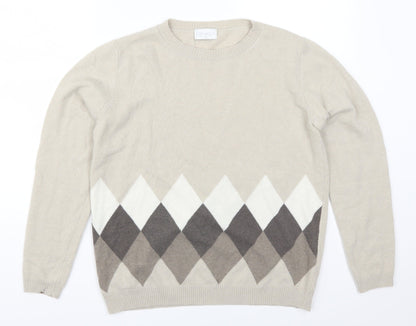 Cotswold Womens Beige Argyle/Diamond  Pullover Jumper Size M