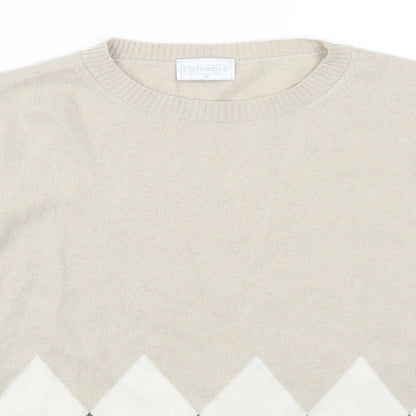 Cotswold Womens Beige Argyle/Diamond  Pullover Jumper Size M