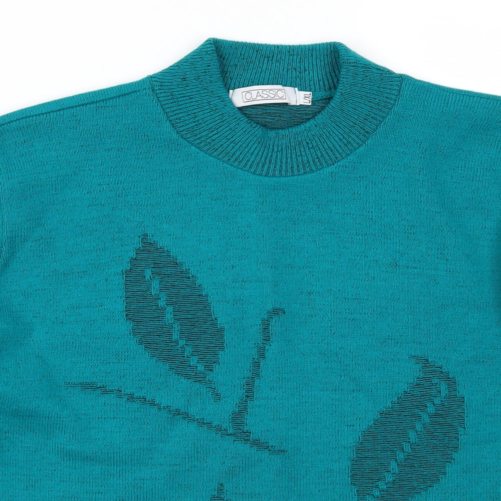 Classic Womens Blue   Pullover Jumper Size L  - Leaf