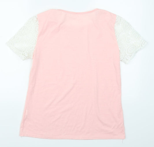 Womens UK Size XL Preworn Pink Basic T-Shirt