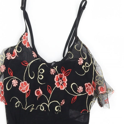 Missguided Womens Black Flecked Lace Bodysuit One-Piece Size 4