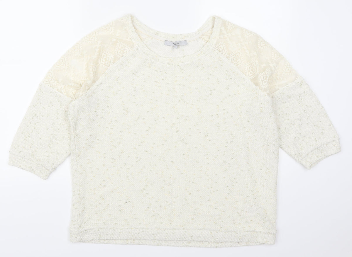 Next Womens Ivory Geometric  Pullover Jumper Size 16