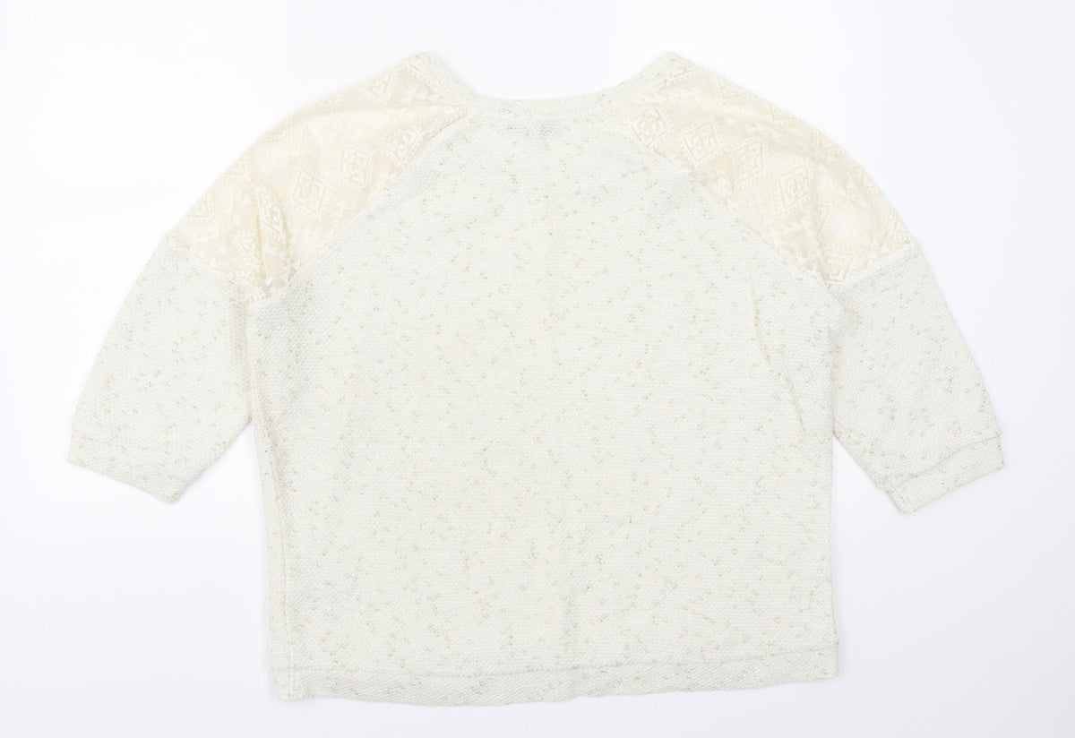 Next Womens Ivory Geometric  Pullover Jumper Size 16