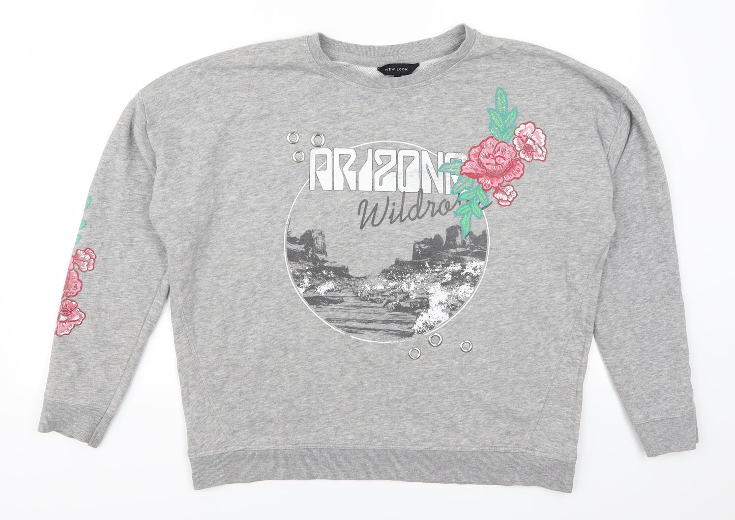 New Look Womens Grey Floral  Pullover Sweatshirt Size 12  - Arizona
