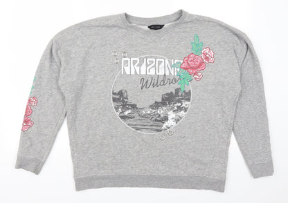 New Look Womens Grey Floral  Pullover Sweatshirt Size 12  - Arizona