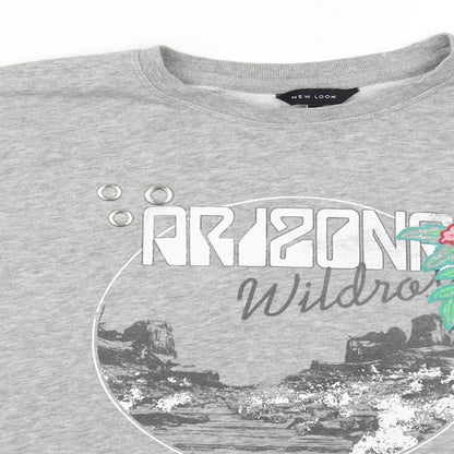 New Look Womens Grey Floral  Pullover Sweatshirt Size 12  - Arizona
