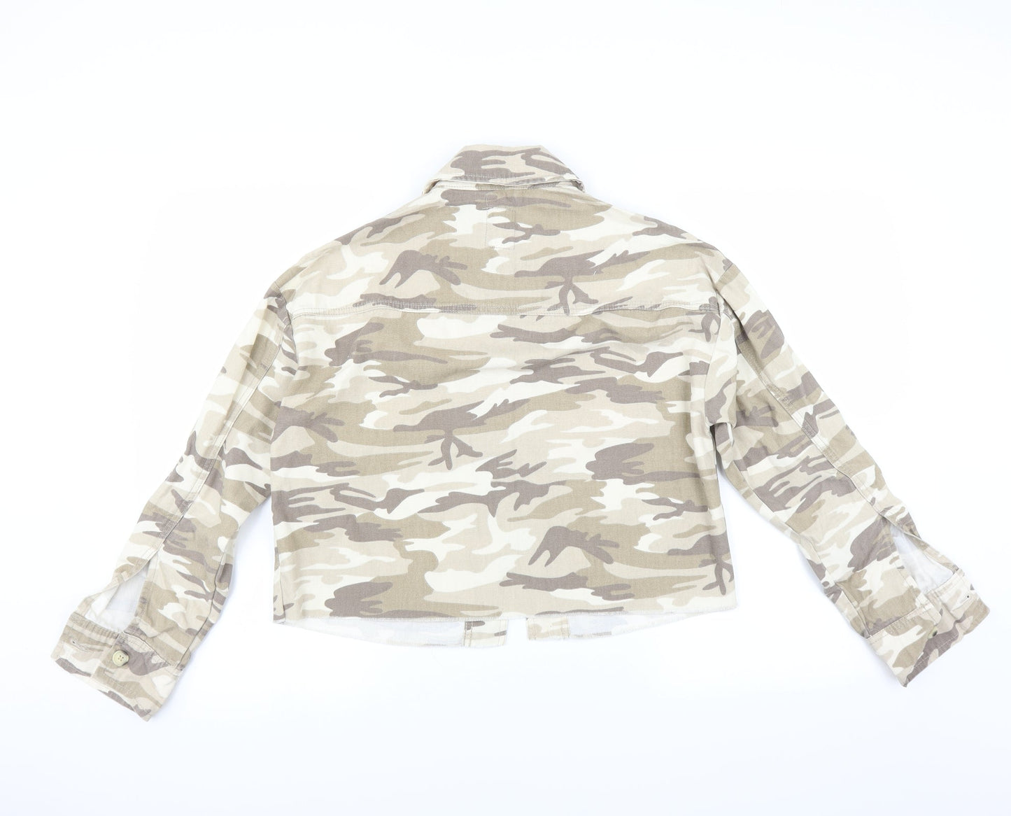 Primark Womens Brown Camouflage Denim Jacket  Size 4  - CROPPED