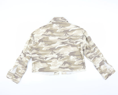 Primark Womens Brown Camouflage Denim Jacket  Size 4  - CROPPED
