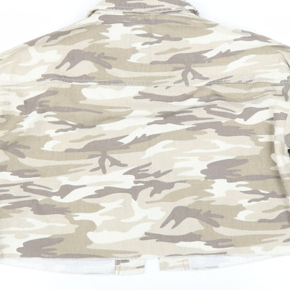 Primark Womens Brown Camouflage Denim Jacket  Size 4  - CROPPED