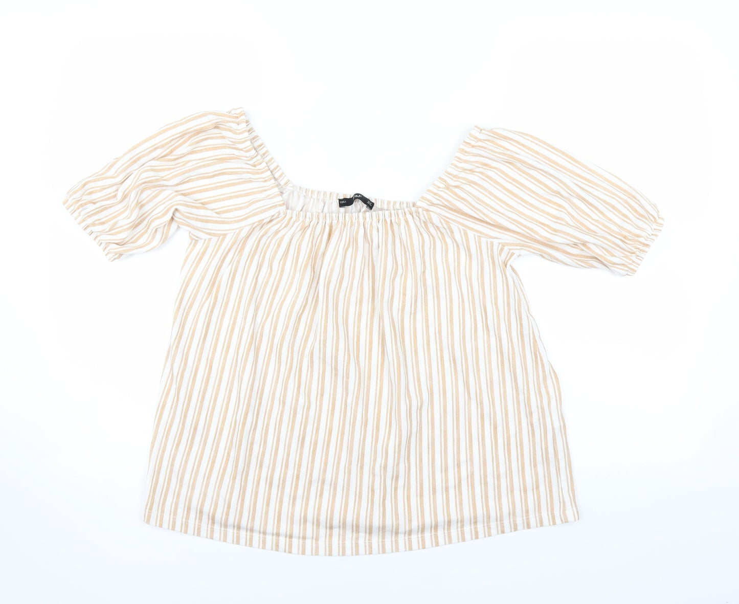 F&F Womens Beige Striped  Basic Blouse Size 10