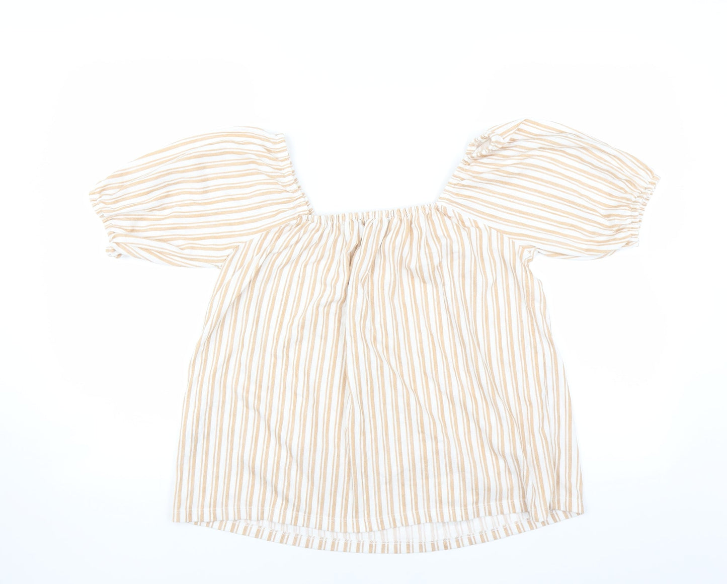 F&F Womens Beige Striped  Basic Blouse Size 10