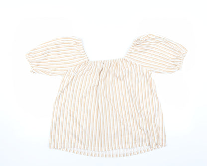 F&F Womens Beige Striped  Basic Blouse Size 10