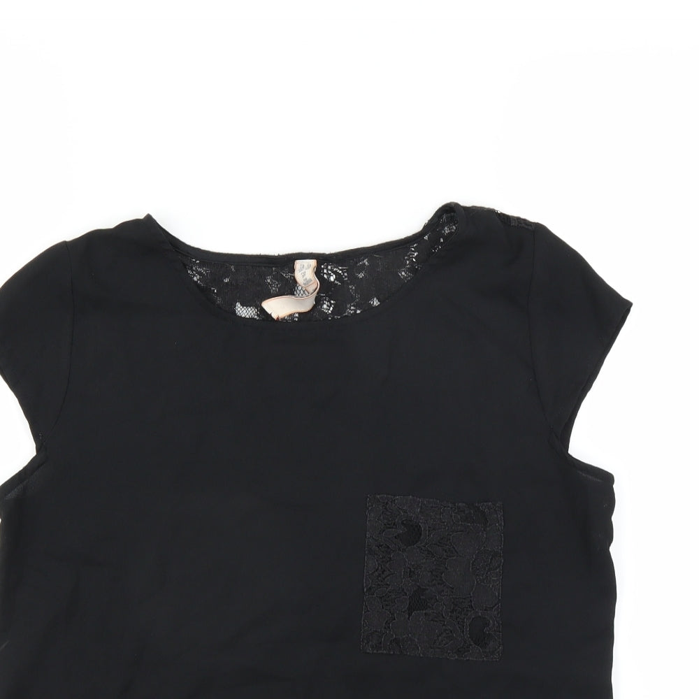 Womens UK Size 10 Springfield Black Basic Blouse