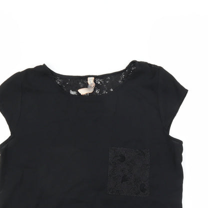 Womens UK Size 10 Springfield Black Basic Blouse