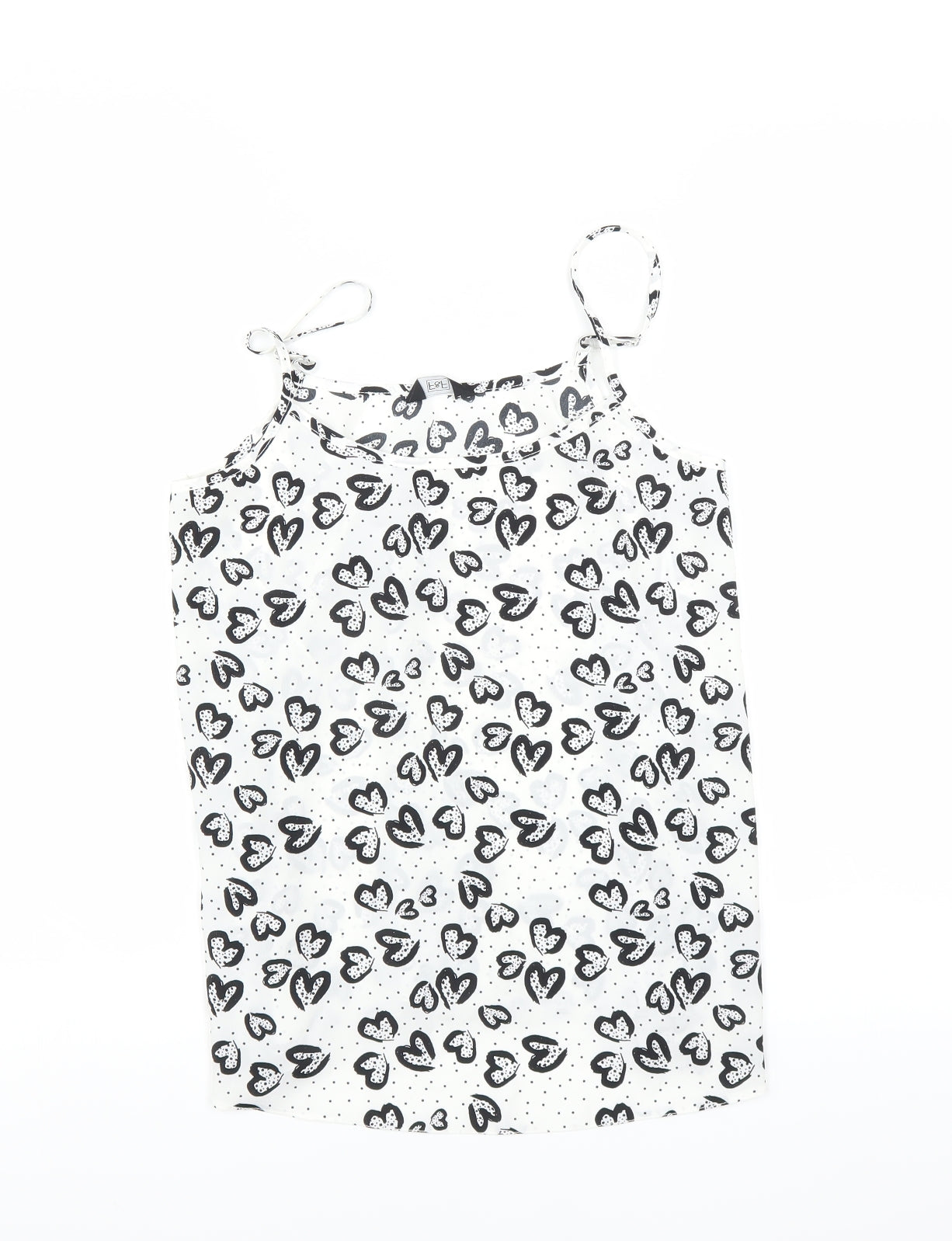 F&F Womens White   Camisole T-Shirt Size 6  - heart print