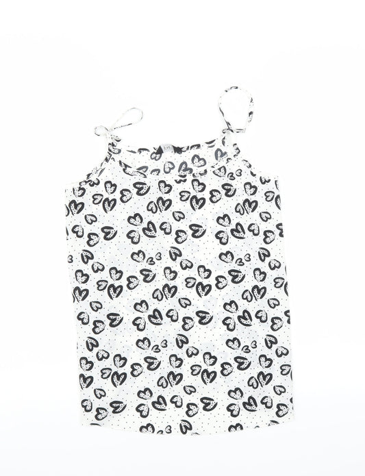 F&F Womens White   Camisole T-Shirt Size 6  - heart print