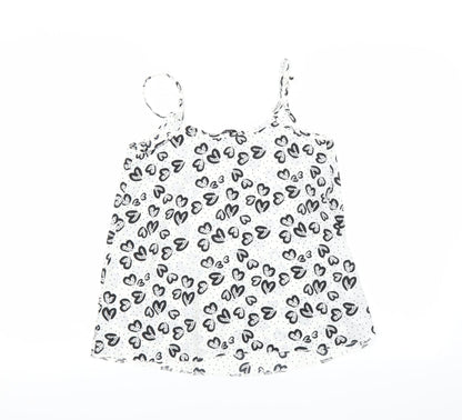 F&F Womens White   Camisole T-Shirt Size 6  - heart print