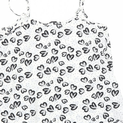 F&F Womens White   Camisole T-Shirt Size 6  - heart print