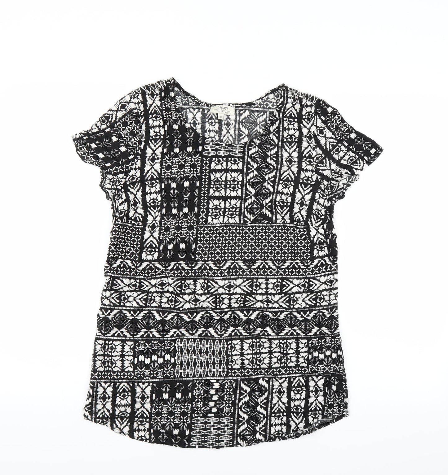 Matalan Womens Black Geometric  Basic Blouse Size 8